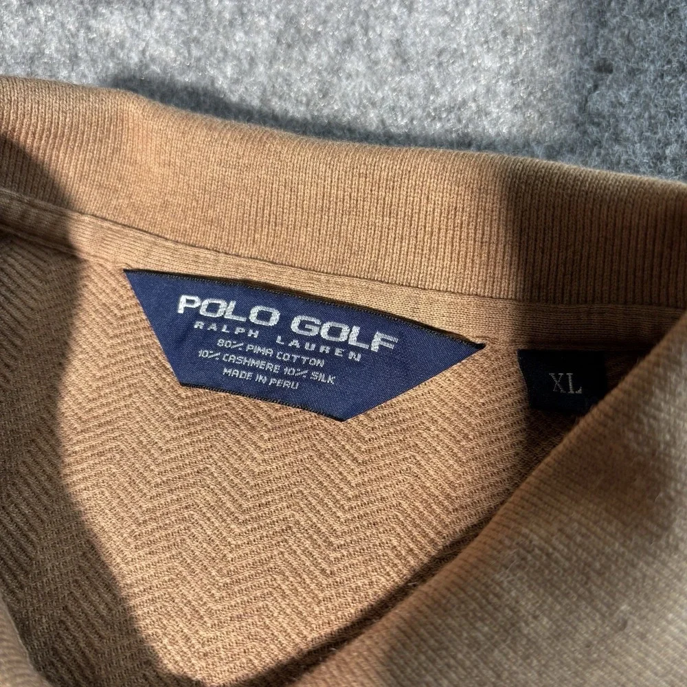 Polo Golf Polo Ralph Lauren Shirt Mens Xl Brown Cashmere Silk Long Sleeve Button